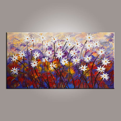 Painting for Sale, Flower Art, Abstract Art Painting, Spring Flower Painting, Canvas Wall Art, Bedroom Wall Art, Canvas Art, Modern Art, Contemporary Art-ArtWorkCrafts.com