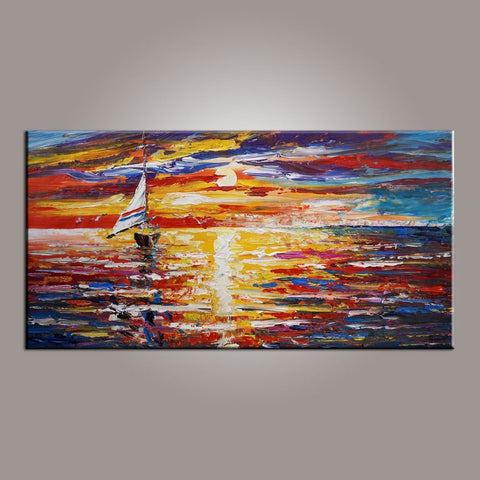 Modern Art, Contemporary Art, Boat Painting, Art Painting, Abstract Art, Abstract Art Painting, Living Room Wall Art, Canvas Art-ArtWorkCrafts.com