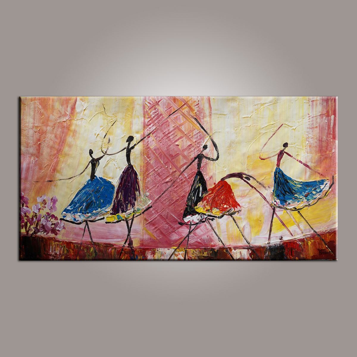 Ballet Dancer Art, Canvas Painting, Abstract Painting, Large Art, Abstract Art, Hand Painted Art, Bedroom Wall Art-ArtWorkCrafts.com