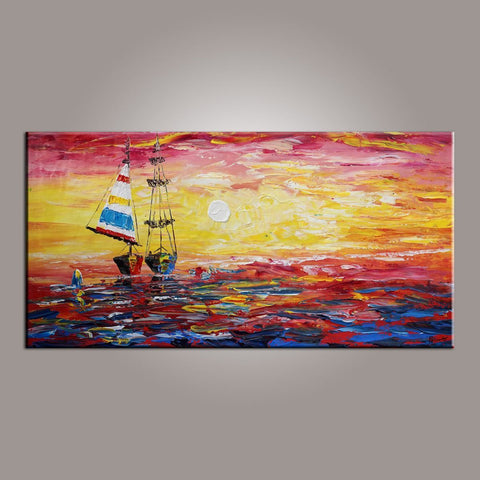 Dining Room Wall Art, Canvas Art, Art for Sale, Contemporary Art, Boat Painting, Modern Art, Art Painting, Abstract Art-ArtWorkCrafts.com
