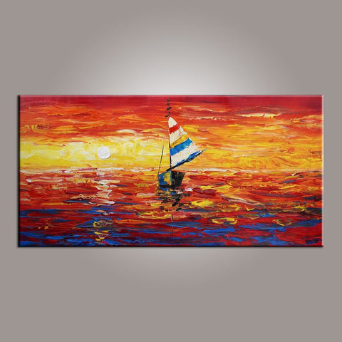 Contemporary Art, Art on Canvas, Boat Painting, Modern Art, Art Painting, Abstract Art, Dining Room Wall Art, Canvas Art, Art for Sale-ArtWorkCrafts.com