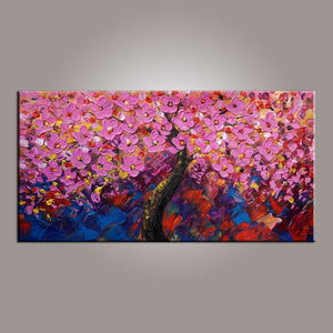 Painting for Sale, Tree Painting, Abstract Art Painting, Flower Oil Painting, Canvas Wall Art, Bedroom Wall Art, Canvas Art, Modern Art, Contemporary Art-ArtWorkCrafts.com