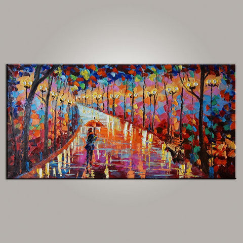 Living Room Wall Art, Canvas Art, Forest Park Painting, Modern Art, Painting for Sale, Contemporary Art, Abstract Art-ArtWorkCrafts.com