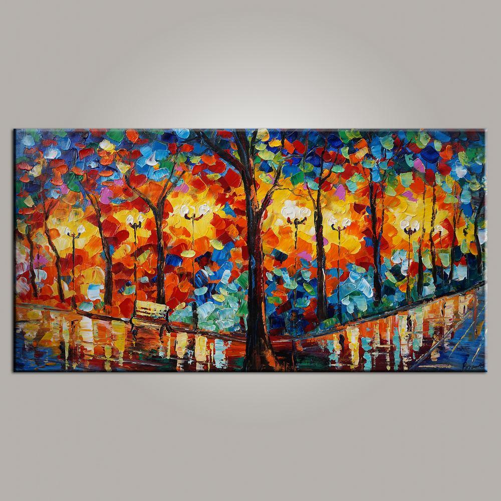 Forest Park Painting, Canvas Art, Living Room Wall Art, Modern Art, Painting for Sale, Contemporary Art, Abstract Art-ArtWorkCrafts.com