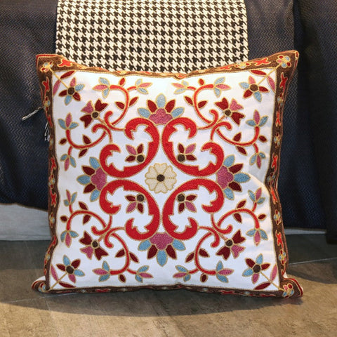 Farmhouse Decorative Throw Pillows for Couch, Embroider Flower Cotton Pillow Covers, Cotton Flower Decorative Pillows, Decorative Sofa Pillows-ArtWorkCrafts.com