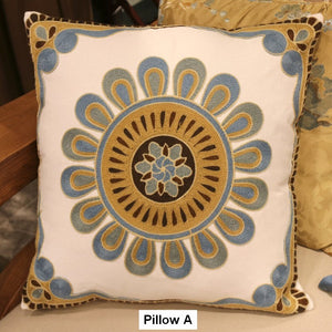 Decorative Throw Pillows for Couch, Embroider Flower Cotton Pillow Covers, Cotton Flower Decorative Pillows, Farmhouse Decorative Sofa Pillows-ArtWorkCrafts.com