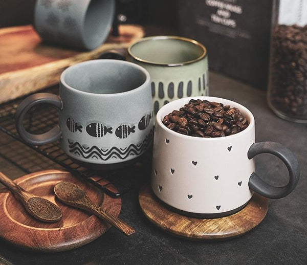 Latte Coffee Cup, Ceramic Coffee Mug, Handmade Pottery Coffee Cup, Large Coffee Cup, Large Tea Cup-ArtWorkCrafts.com