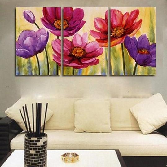 Flower Art, Floral Painting, Canvas Painting, Original Art, Large Painting, Abstract Oil Painting, Living Room Art, Modern Art, 3 Piece Wall Art, Abstract Painting-ArtWorkCrafts.com