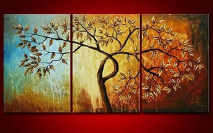 Canvas Painting, Original Art, Abstract Oil Painting, 3 Piece Wall Art, Abstract Painting, Tree of Life Painting-ArtWorkCrafts.com