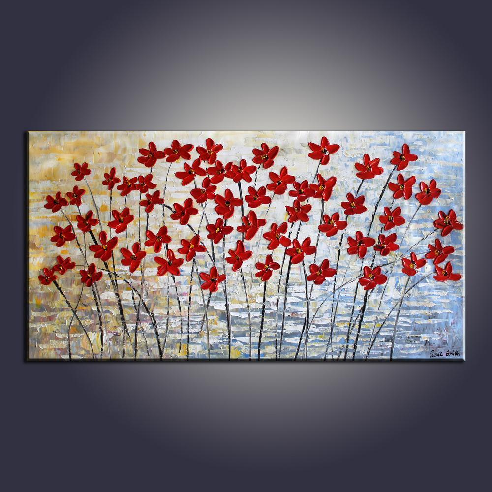 Art Painting, Flower Art, Contemporary Art, Modern Art, Abstract Art Painting, Canvas Wall Art, Living Room Wall Art, Canvas Art-ArtWorkCrafts.com