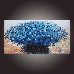 Modern Art, Flower Painting, Art on Canvas, Contemporary Art, Abstract Art Painting, Canvas Wall Art, Dining Room Wall Art, Canvas Art-ArtWorkCrafts.com