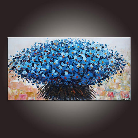 Modern Art, Flower Painting, Art on Canvas, Contemporary Art, Abstract Art Painting, Canvas Wall Art, Dining Room Wall Art, Canvas Art-ArtWorkCrafts.com