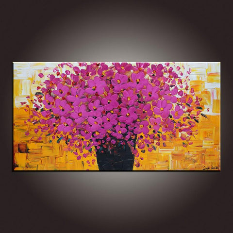 Contemporary Wall Art, Flower Painting, Modern Art, Art on Canvas, Abstract Art Painting, Canvas Painting, Dining Room Wall Art, Canvas Art-ArtWorkCrafts.com