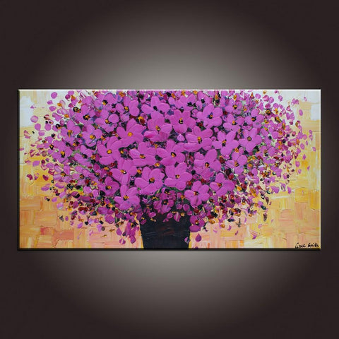 Modern Art, Art on Canvas, Contemporary Wall Art, Flower Painting, Abstract Art Painting, Canvas Painting, Dining Room Wall Art, Canvas Art-ArtWorkCrafts.com