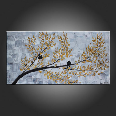 Art Painting, Abstract Art, Love Birds Painting, Modern Art, Contemporary Art, Flower Art, Canvas Art-ArtWorkCrafts.com