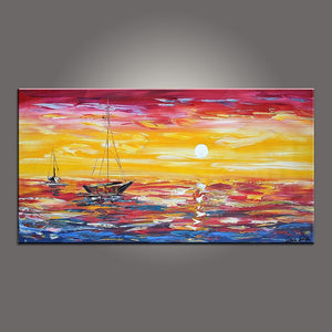 Contemporary Art, Boat Painting, Modern Art, Art Painting, Abstract Art, Abstract Art Painting, Living Room Wall Art, Canvas Art-ArtWorkCrafts.com