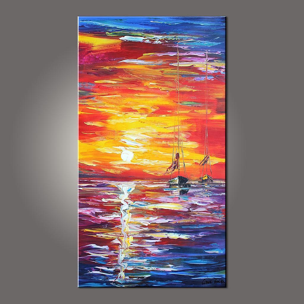 Boat Painting, Modern Art, Contemporary Art, Art Painting, Abstract Art, Abstract Art Painting, Living Room Wall Art, Canvas Art-ArtWorkCrafts.com