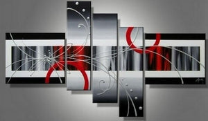 Abstract Canvas Painting, Huge Wall Art Paintings on Canvas, Acrylic Painting for Living Room, 5 Piece Wall Painting, Hand Painted Art-ArtWorkCrafts.com