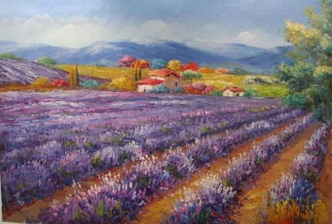 Canvas Painting, Landscape Painting, Lavender Field, Wall Art, Large Painting, Living Room Wall Art, Oil Painting, Canvas Art, Autumn Painting-ArtWorkCrafts.com