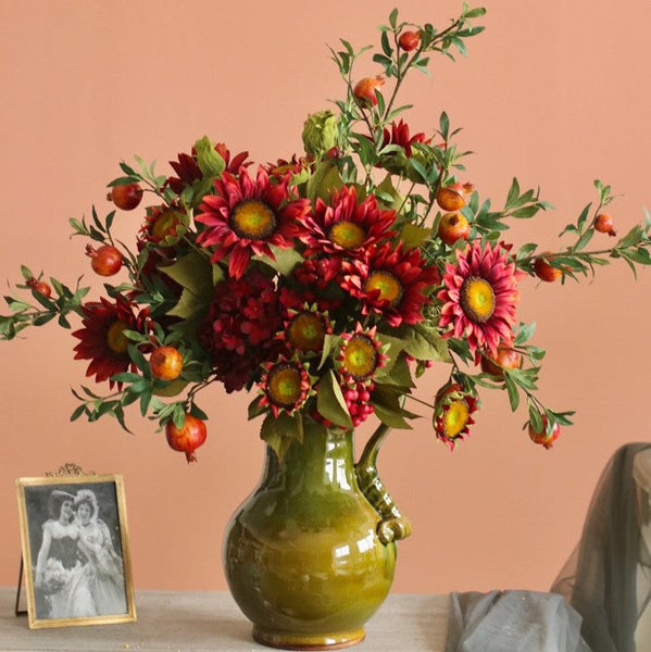 Beautiful Flower Arrangement for Home Decoration, Large Bunch of Pomegranate Branch, Table Centerpiece, Real Touch Artificial Floral for Dining Room-ArtWorkCrafts.com