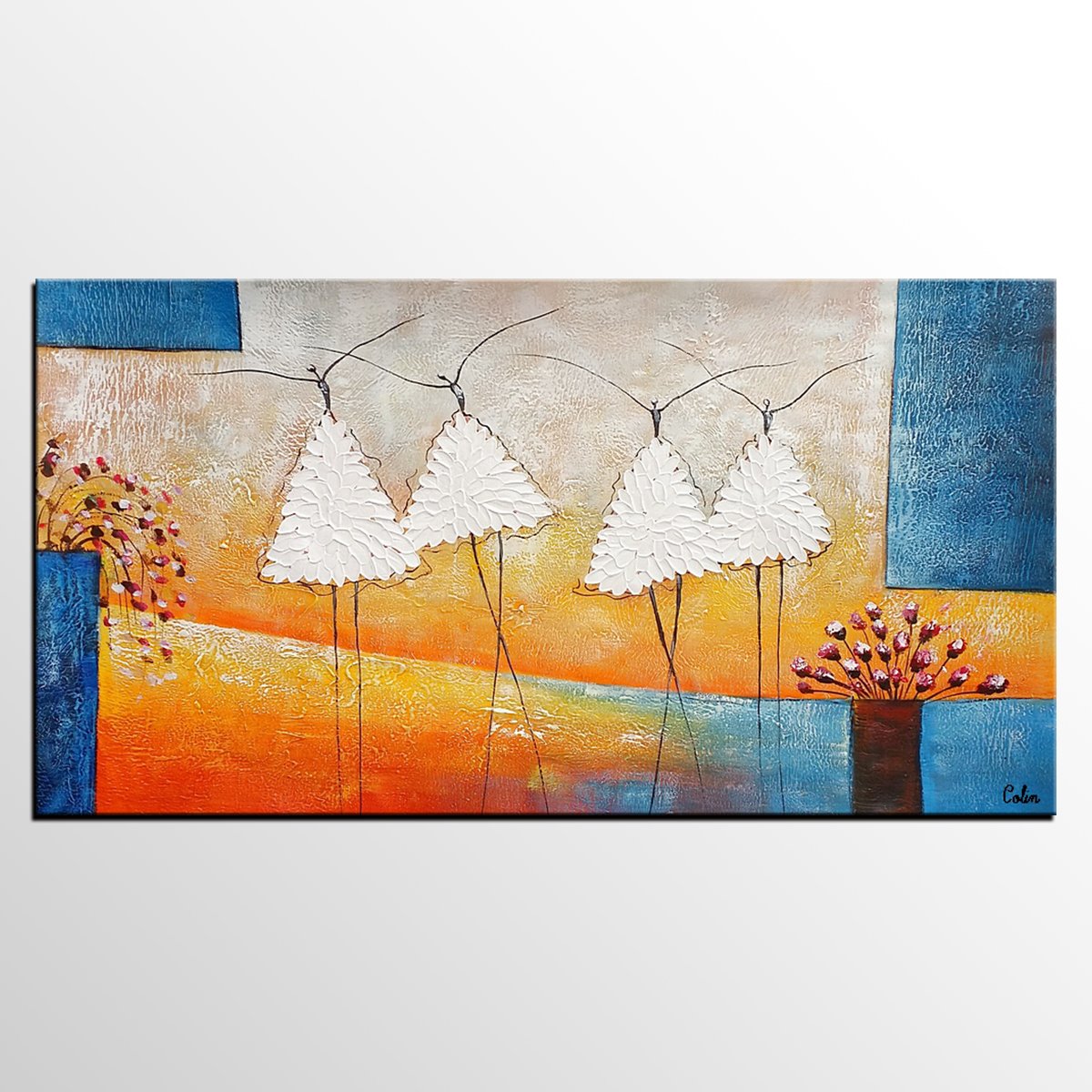 Abstract Modern Paintnig, Bedroom Wall Art Ideas, Simple Modern Painting, Abstract Painting for Sale, Ballet Dancer Painting-ArtWorkCrafts.com
