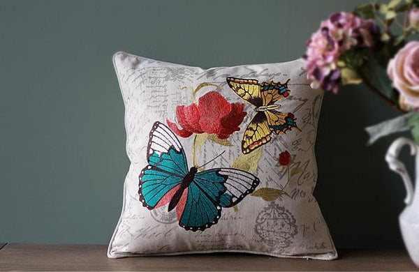 Decorative Throw Pillows, Butterfly Cotton and linen Pillow Cover, Sofa Decorative Pillows, Decorative Pillows for Couch-ArtWorkCrafts.com