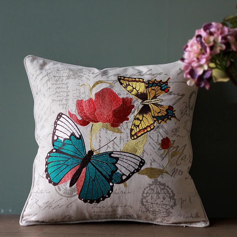 Decorative Throw Pillows, Butterfly Cotton and linen Pillow Cover, Sofa Decorative Pillows, Decorative Pillows for Couch-ArtWorkCrafts.com