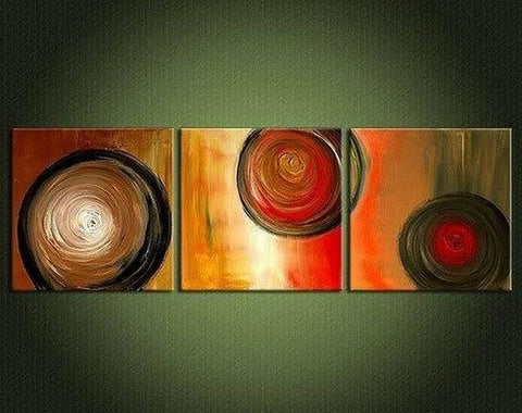 Red Art, Abstract Painting, Large Oil Painting, Living Room Wall Art, Modern Art, 3 Piece Wall Art, Huge Painting-ArtWorkCrafts.com