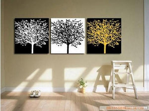 Black and White Art, Abstract Painting, 3 Piece Canvas Painting, Modern Art, Huge Painting, Tree of Life Art Painting-ArtWorkCrafts.com