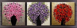 Flower Art, Heavy Texture Art, Wall Art, Large Oil Painting, Living Room Wall Art, 3 Piece Wall Art, Huge Painting-ArtWorkCrafts.com