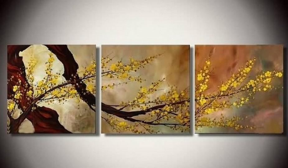 Abstract Art, Plum Tree in Full Bloom, Flower Art, Abstract Painting, Canvas Painting, Wall Art, 3 Piece Wall Art-ArtWorkCrafts.com