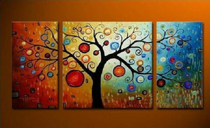 Heavy Texture Painting, Tree of Life Painting, 3 Piece Canvas Painting, Extra Large Painting, Huge Art-ArtWorkCrafts.com