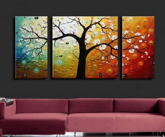 3 Piece Wall Art Paintings, Tree of Life Painting, Canvas Painting for Dining Room, Huge Painting for Sale, Living Room Paintings-ArtWorkCrafts.com