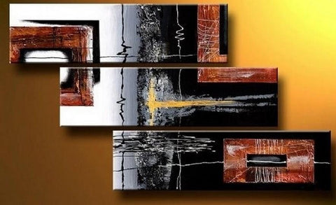 Black Modern Wall Art, Bedroom Wall Art Paintings, Abstract Canvas Painting, Abstract Canvas Art, Acrylic Painting for Sale, 3 Piece Wall Art-ArtWorkCrafts.com