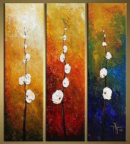 Flower Art, Bedroom Wall Art, Canvas Painting, Abstract Art, Large Art, Wall Painting, Abstract Painting, Acrylic Art, 3 Piece Wall Art, Canvas Art-ArtWorkCrafts.com