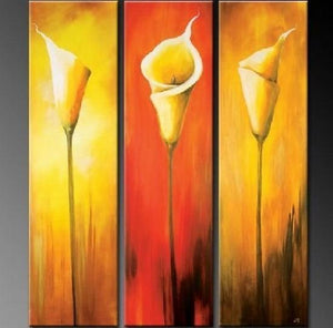 Calla Lily Art, Abstract Flower Painting, Flower Canvas Painting, Bedroom Wall Art Paintings, 3 Piece Wall Art, Dining Room Canvas Art Ideas-ArtWorkCrafts.com