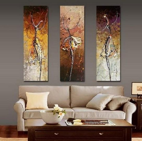 Ballet Dancer Painting, Bedroom Wall Art, Canvas Painting, Abstract Art, Abstract Painting, Acrylic Art, 3 Piece Wall Art-ArtWorkCrafts.com