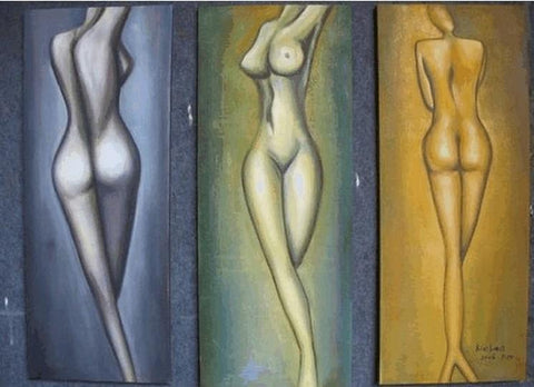 Large Wall Art, Abtract Figure Art, Abstract Painting, Acrylic Art, 3 Piece Wall Art, Canvas Art-ArtWorkCrafts.com