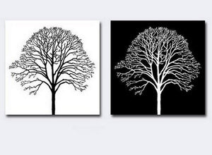 Canvas Painting, Black and White Art, Abstract Painting on Canvas, Wall Hanging, Tree of Life, Simple Painting-ArtWorkCrafts.com