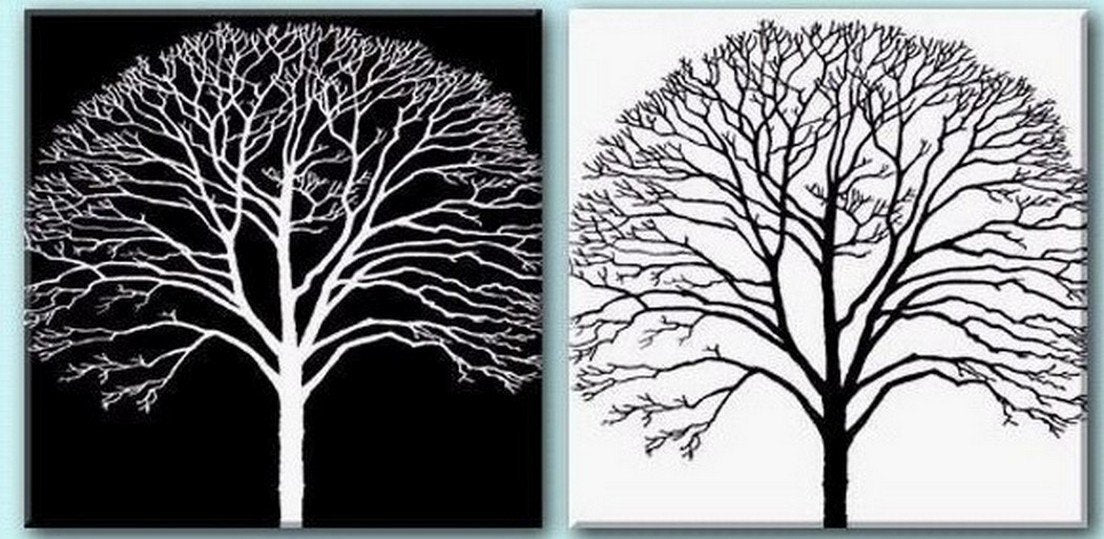 Tree Painting, Black and White Art, Abstract Art, Abstract Painting, Wall Art, Wall Hanging, Dining Room Wall Art, Modern Art, Hand Painted Art-ArtWorkCrafts.com