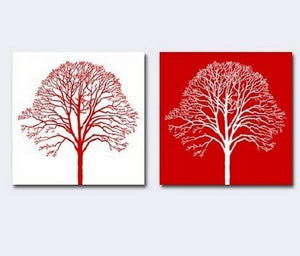 Red and White Art, Tree of Life Painting, Canvas Painting, Abstract Art, Abstract Painting, Wall Art, Wall Hanging, Dining Room Wall Art, Hand Painted Art-ArtWorkCrafts.com