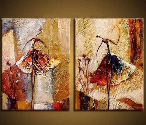 Ballet Dancer Art, Canvas Painting, Bedroom Wall Art, Hand Painted Art-ArtWorkCrafts.com
