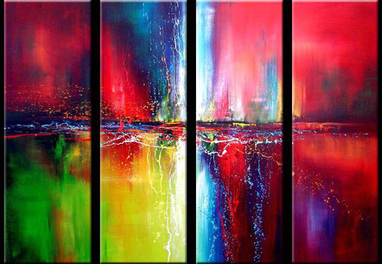 Living Room Wall Art Ideas, Abstract Art, Canvas Painting, Simple Abstract Painting, 4 Piece Wall Art, Wall Painting, Abstract Wall Art Paintings, Ready to Hang-ArtWorkCrafts.com