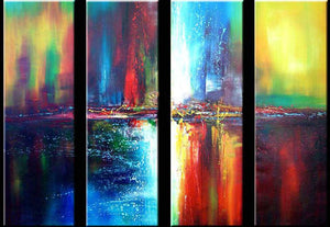 Abstract Wall Art Paintings, Ready to Hang Painting, Modern Wall Art Ideas, Living Room Canvas Painting, Abstract Painting on Canvas, 4 Piece Wall Art-ArtWorkCrafts.com