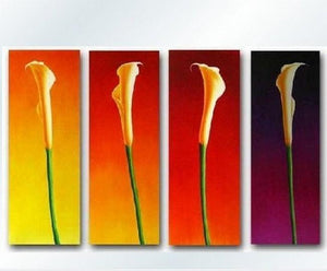 Flower Acrylic Art, Calla Lily Painting, Large Canvas Art for Bedroom, Flower Canvas Painting, 4 Piece Wall Art, Ready to Hang Paintings-ArtWorkCrafts.com