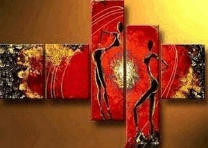 Red Abstract Art, Canvas Painting, Huge Wall Art, Acrylic Art, 5 Piece Wall Painting, Canvas Painting, Hand Painted Art, Group Painting-ArtWorkCrafts.com