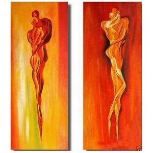 Contemporary Art, Abstract Art of Love, Bedroom Wall Decor, Art on Canvas, Lovers Painting-ArtWorkCrafts.com