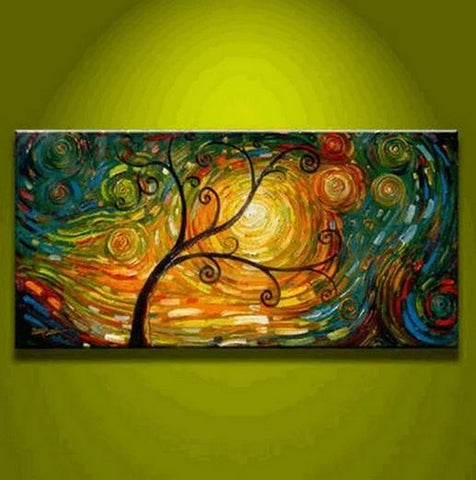Contemporary Art, Abstract Art, Tree of Life Painting, Abstract Art Painting, Living Room Wall Art, Canvas Art-ArtWorkCrafts.com