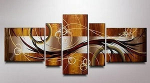 Abstract Lines Art, Canvas Art Painting, Huge Wall Art, Acrylic Art, 5 Piece Wall Painting, Canvas Painting, Hand Painted Art-ArtWorkCrafts.com