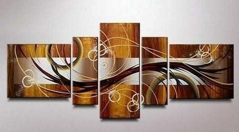 Abstract Lines Art, Canvas Art Painting, Huge Wall Art, Acrylic Art, 5 Piece Wall Painting, Canvas Painting, Hand Painted Art-ArtWorkCrafts.com